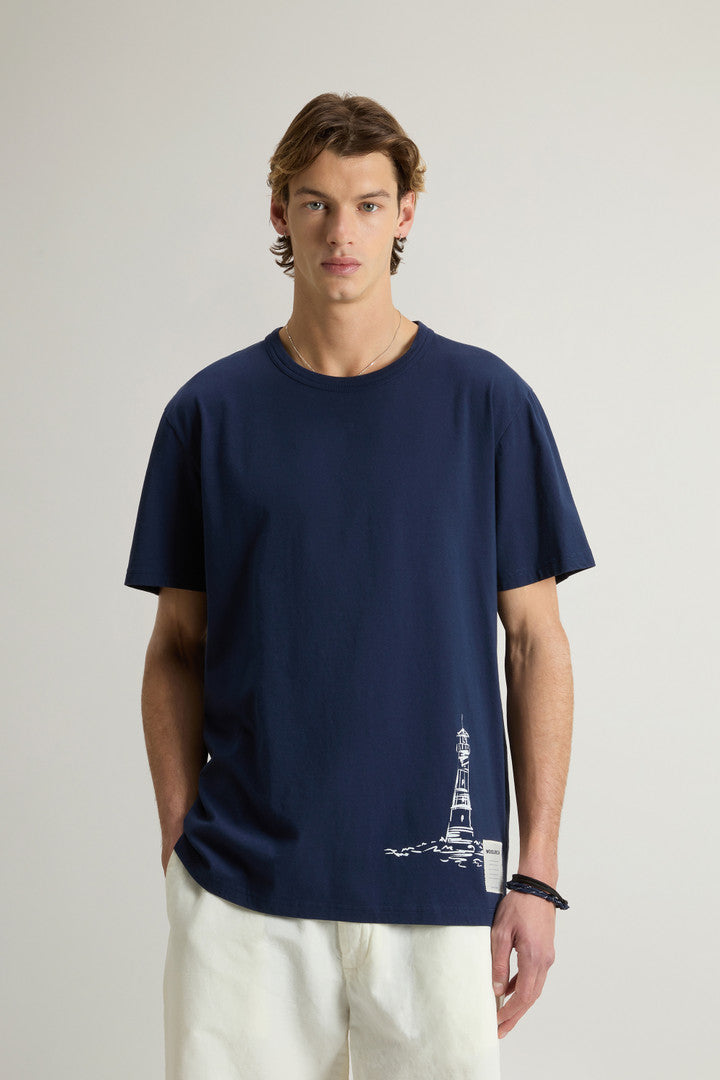 Pure Cotton T-Shirt with Graphic Print (Dream Blue) - Main View