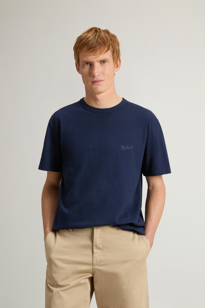T-Shirt in Pure Cotton Slub Fabric (Chinois Green) - Main View