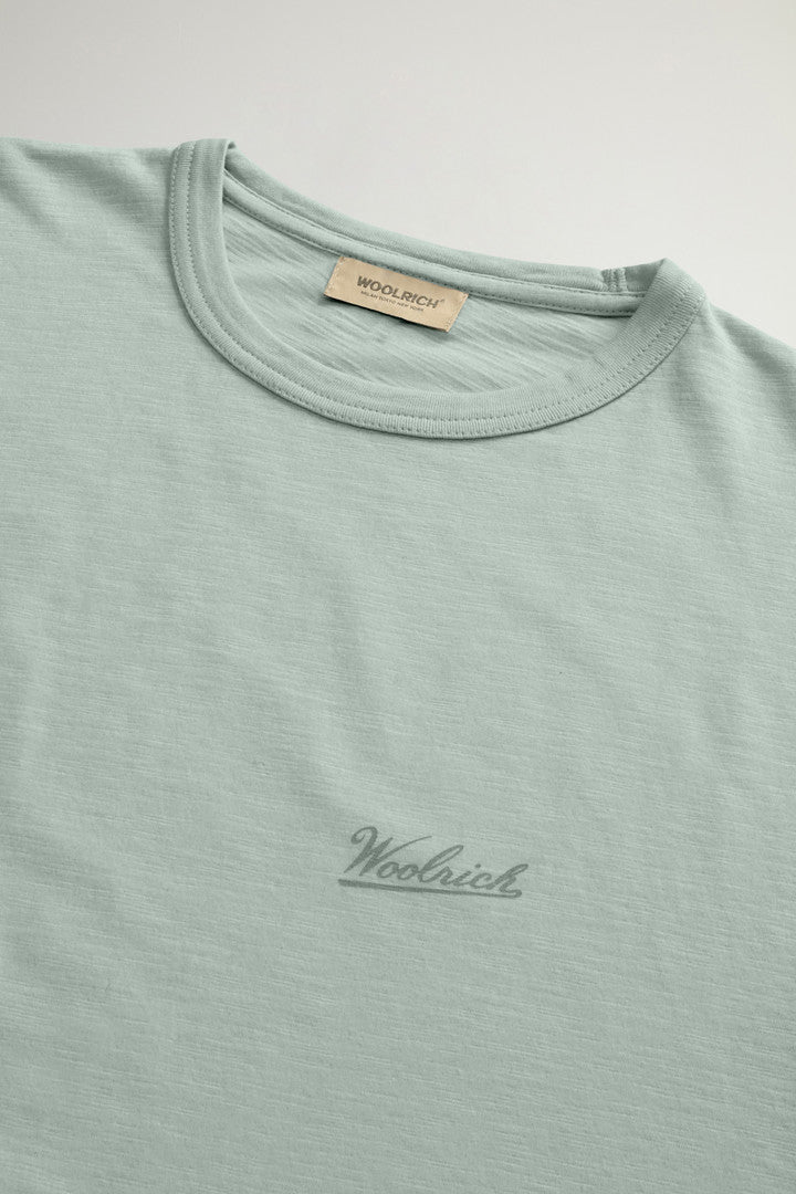 T-Shirt in Pure Cotton Slub Fabric (Dream Blue) - Detail View 1