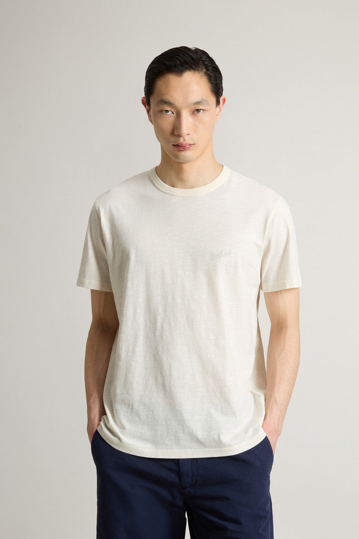 T-Shirt in Pure Cotton Slub Fabric (Chinois Green) - Main View