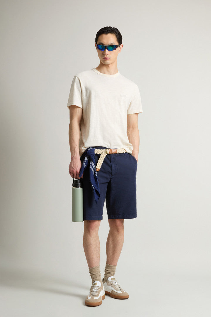 T-Shirt in Pure Cotton Slub Fabric (Chinois Green) - Detail View 1