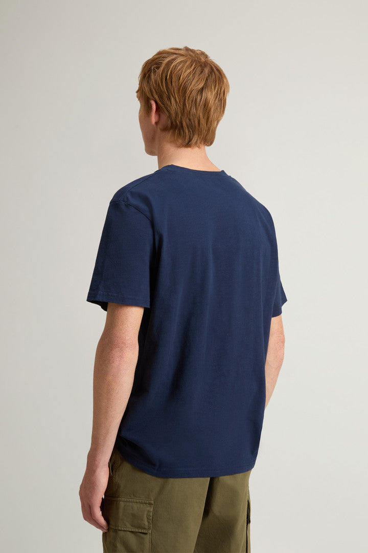 Pure Cotton Slub T-Shirt with V-Neck (Dream Blue) - Detail View 2