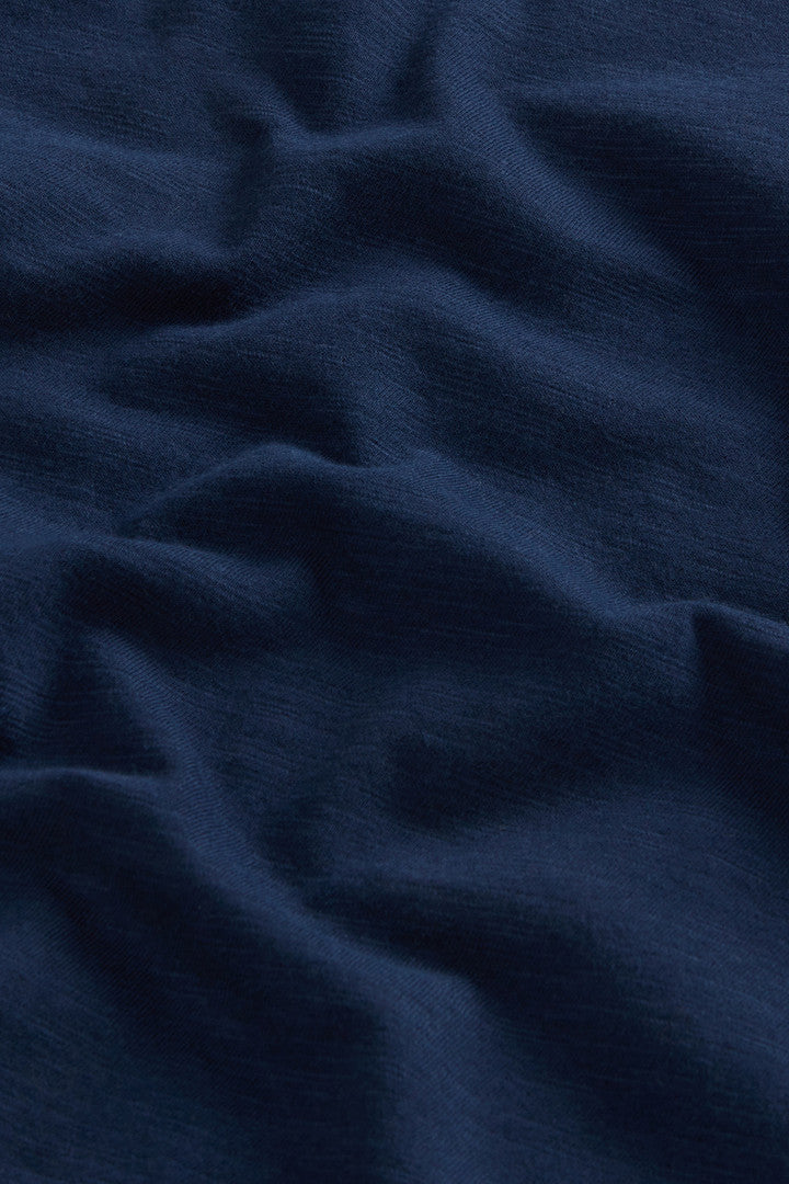 Pure Cotton Slub T-Shirt with V-Neck (Dream Blue) - Detail View 6