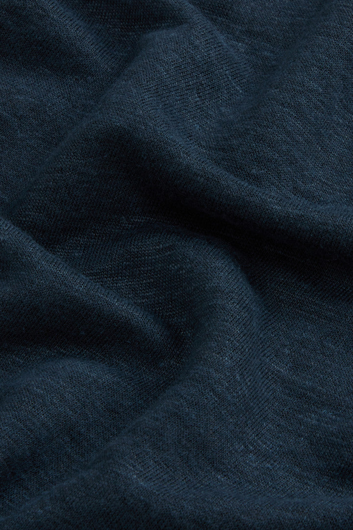 Pure Linen T-Shirt with Embroidered Logo (Jet Stream) - Detail View 7