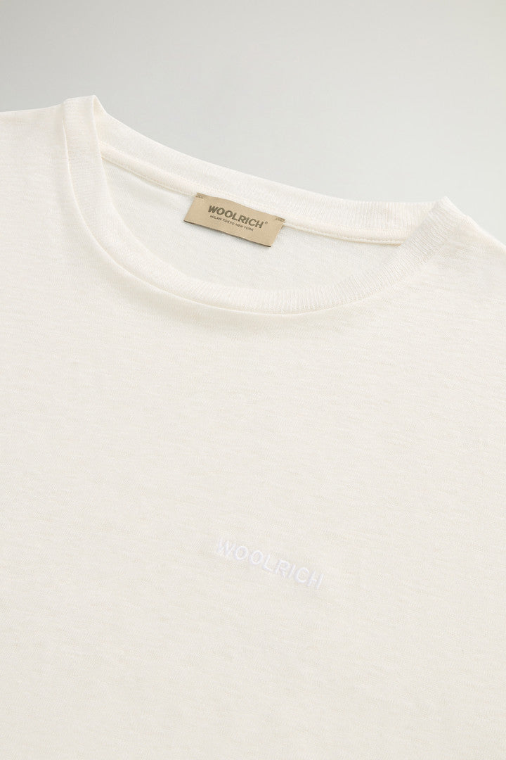 Pure Linen T-Shirt with Embroidered Logo (Melton Blue) - Detail View 5