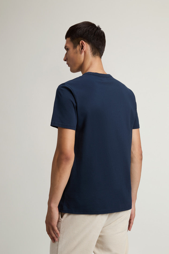 T-shirt in Pure Cotton (Melton Blue) - Detail View 2
