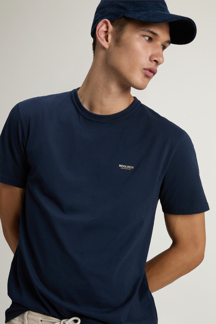 T-shirt in Pure Cotton (Melton Blue) - Detail View 3