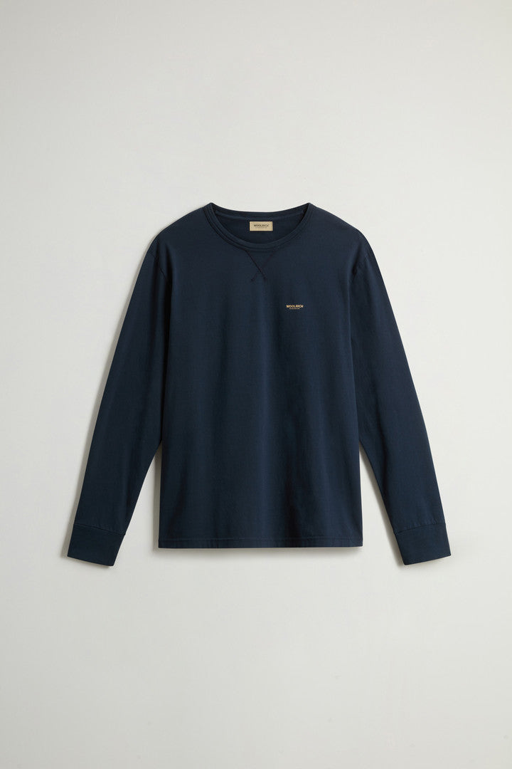 Long-Sleeve T-shirt in Pure Cotton (Melton Blue) - Main View