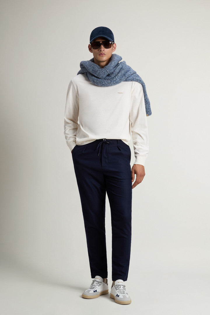 Long-Sleeve T-shirt in Pure Cotton (Melton Blue) - Detail View 2