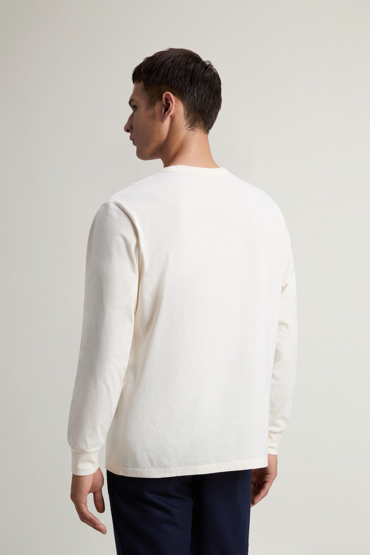 Long-Sleeve T-shirt in Pure Cotton (Melton Blue) - Detail View 3
