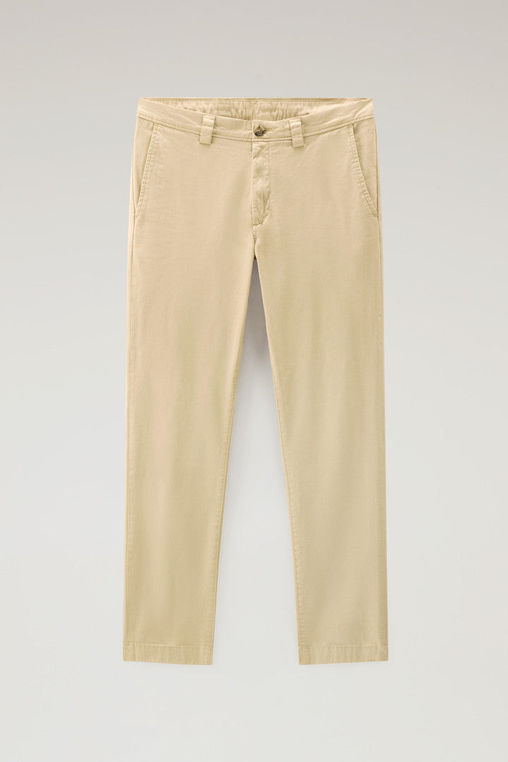 Garment-Dyed Classic Chino Pant in Stretch Cotton (Melton Blue) - Detail View 1