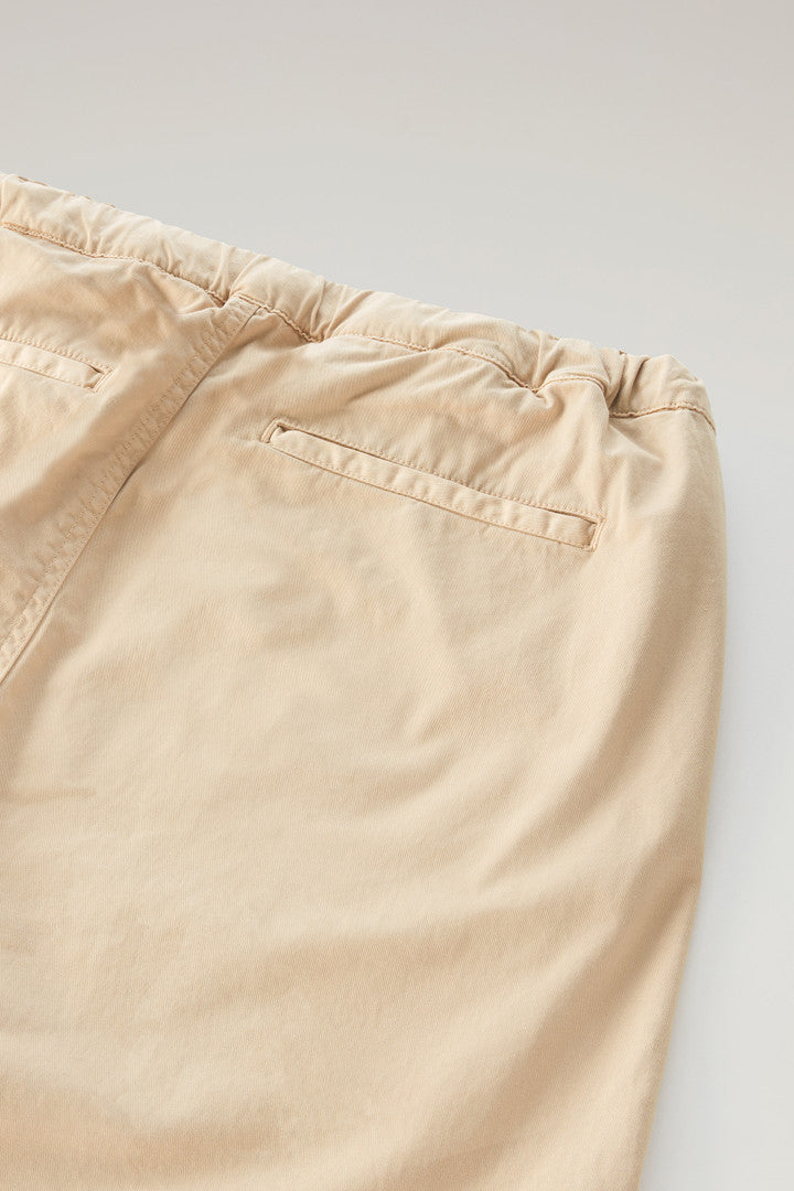 Garment-Dyed Chino Pants in Stretch Cotton with Nylon Belt (Beach Sand) - Main View