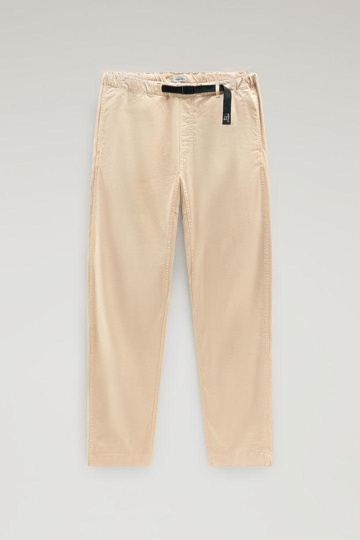 Garment-Dyed Chino Pants in Stretch Cotton with Nylon Belt (Beach Sand) - Detail View 1