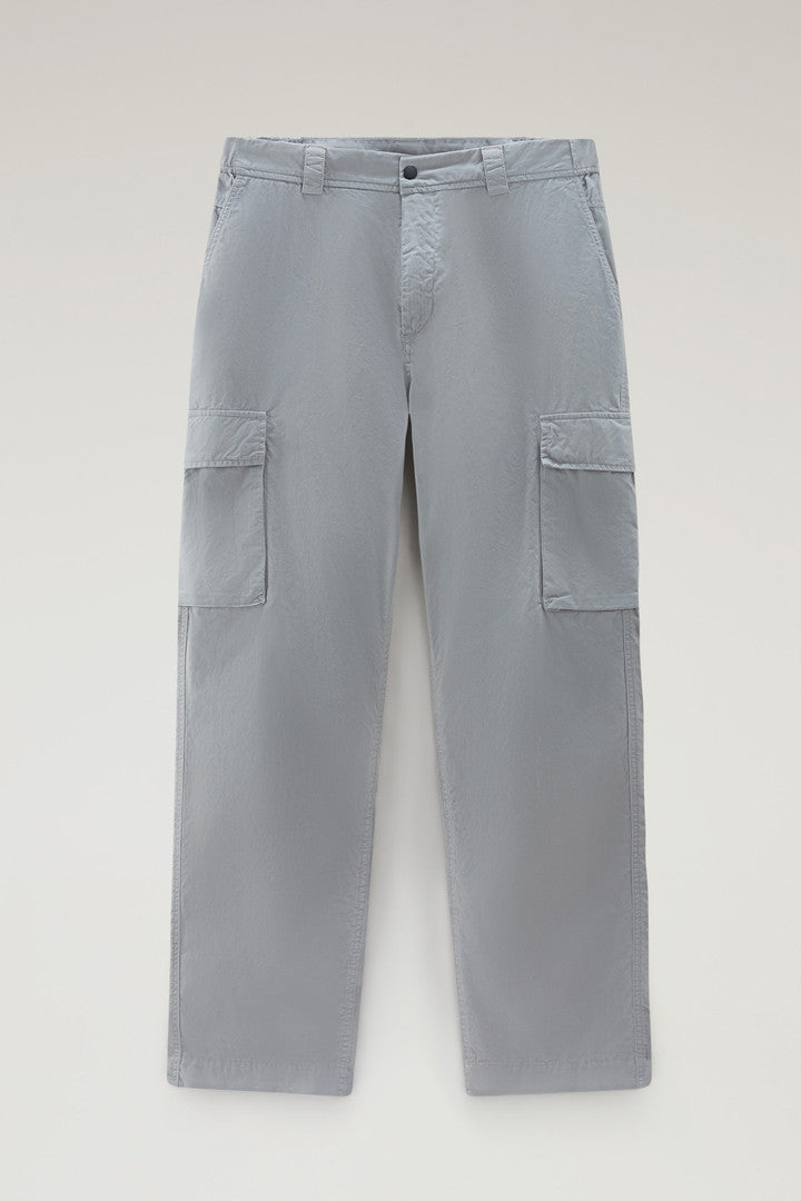 Garment-Dyed Cargo Pants in Pure Cotton Gabardine (Mineral Grey) - Detail View 1