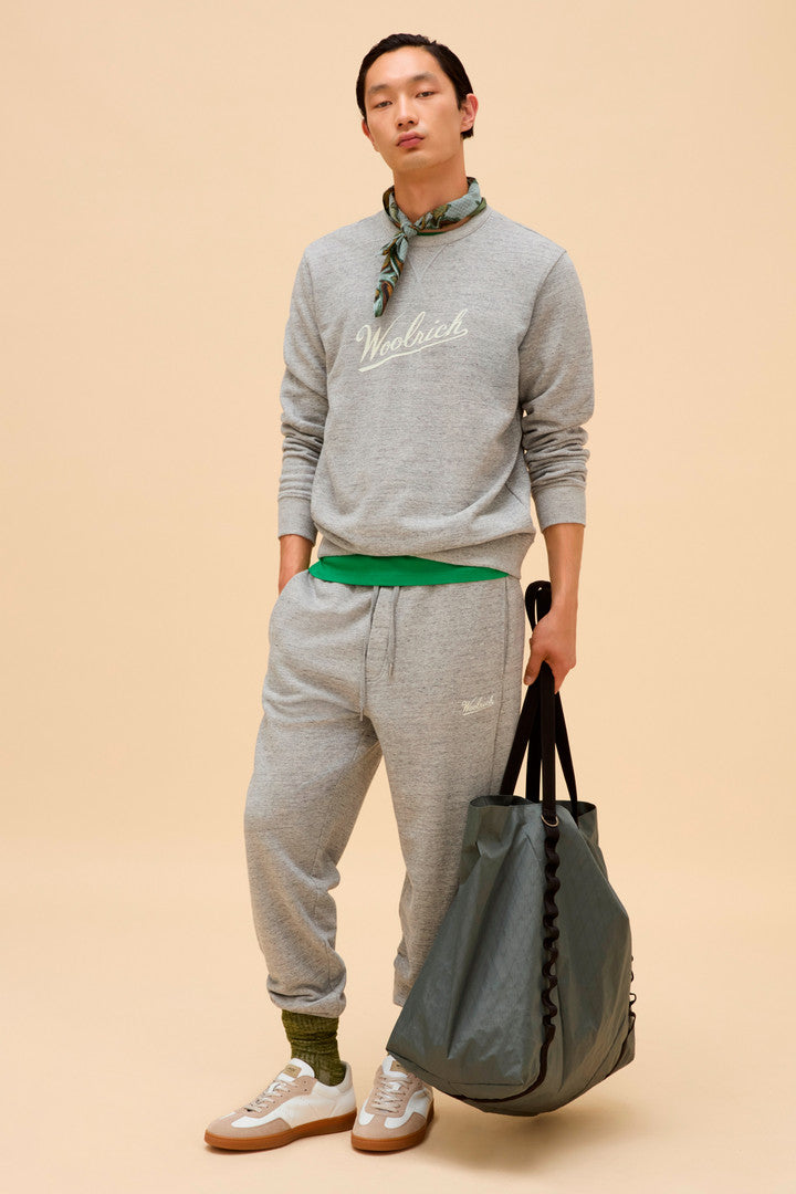 Pants in Pure Cotton MoulinÃ© Fleece (Medium Grey) - Detail View 8