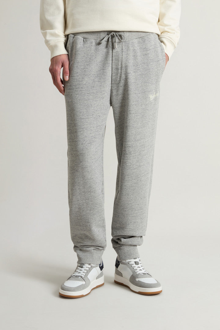 Pants in Pure Cotton MoulinÃ© Fleece (Medium Grey) - Detail View 1