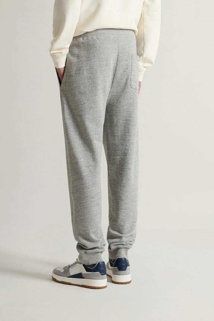 Pants in Pure Cotton MoulinÃ© Fleece (Melton Blue) - Detail View 2