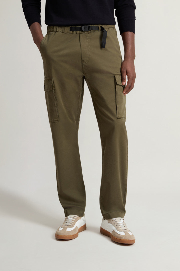 Garment-Dyed Cargo Pants with Belt (Greenstone) - Detail View 1