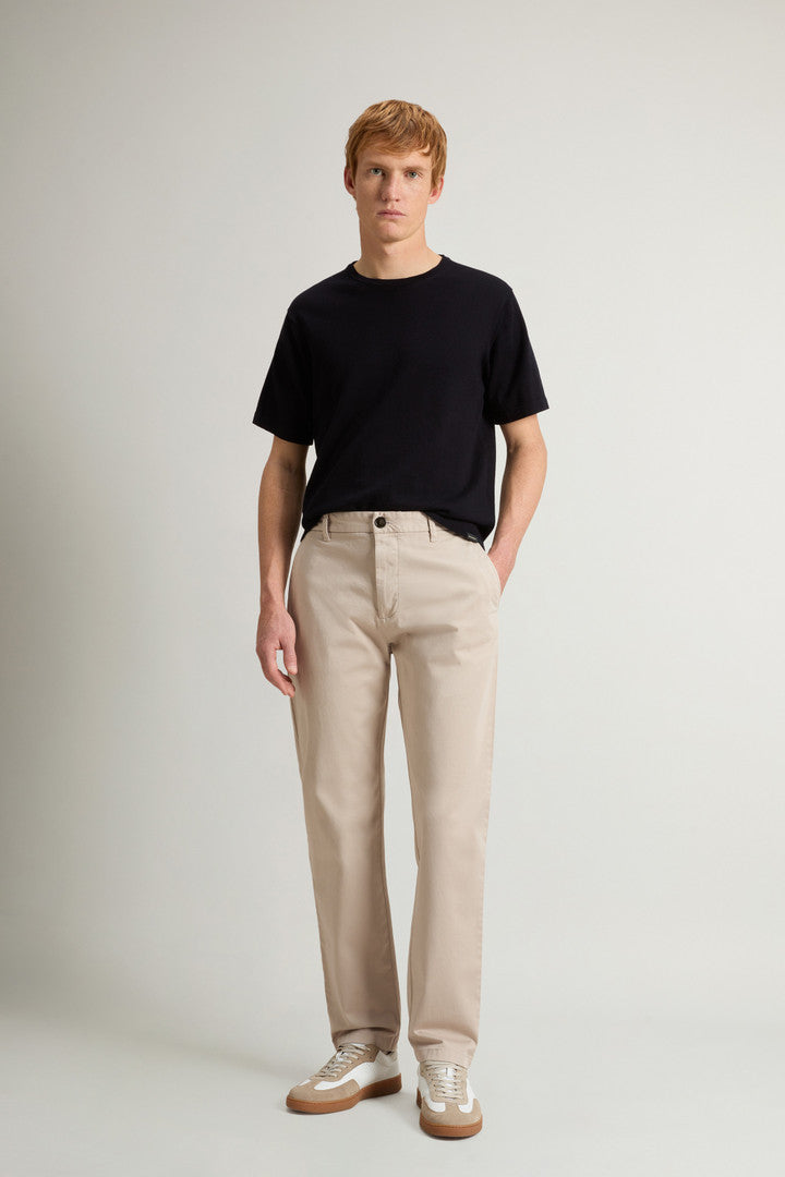 Garment-Dyed Stretch Cotton Twill Chinos (Greenstone) - Main View