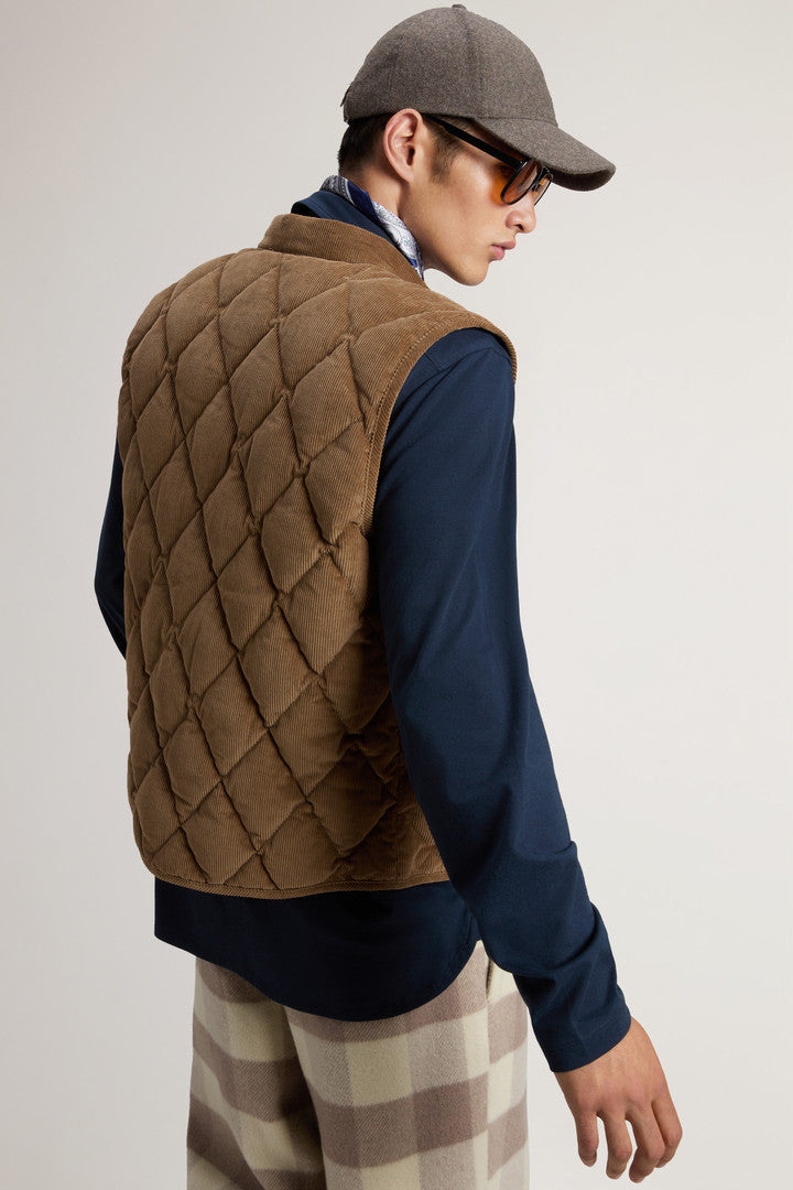 Corduroy Vest with Diamond Quilting (Melton Blue) - Detail View 4