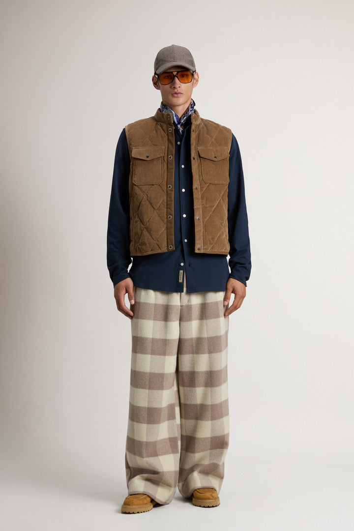 Corduroy Vest with Diamond Quilting (Coffee) - Detail View 2