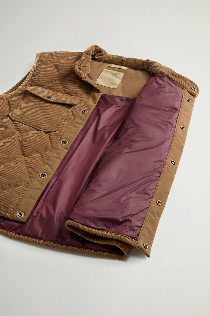 Corduroy Vest with Diamond Quilting (Coffee) - Detail View 7