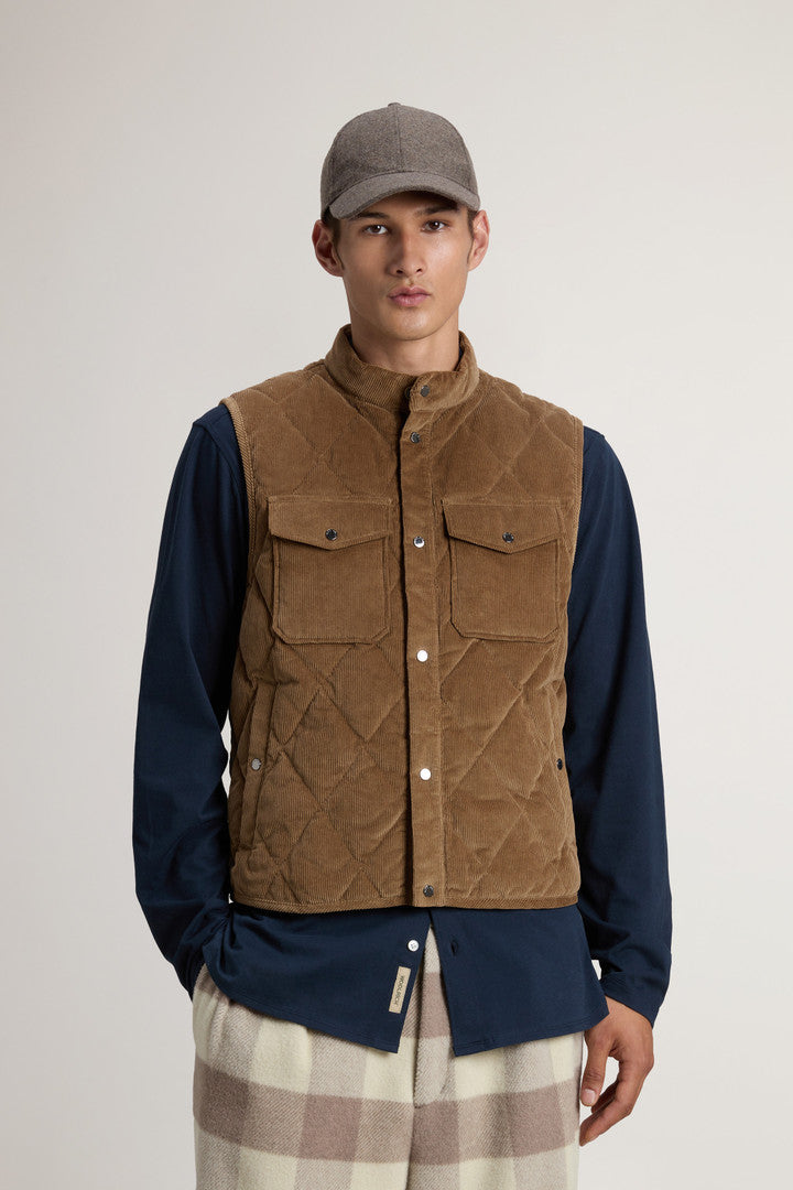 Corduroy Vest with Diamond Quilting (Melton Blue) - Detail View 1
