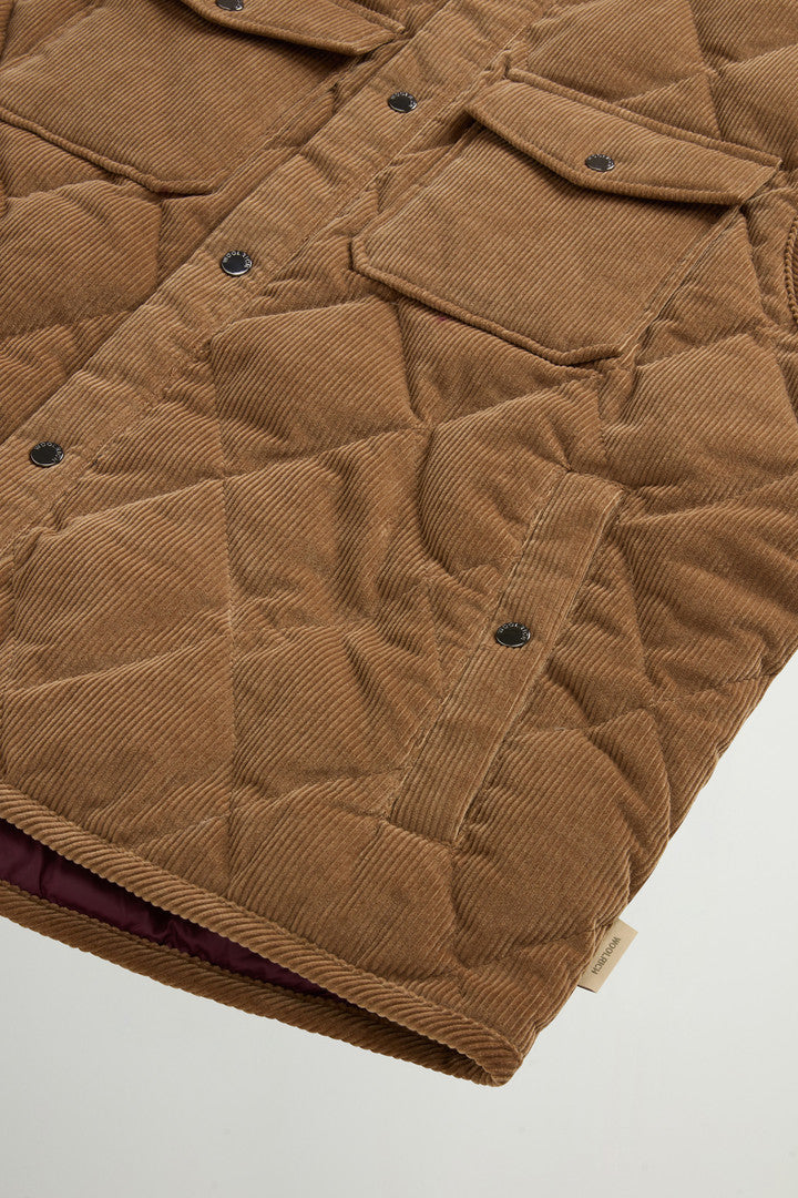 Corduroy Vest with Diamond Quilting (Coffee) - Detail View 6