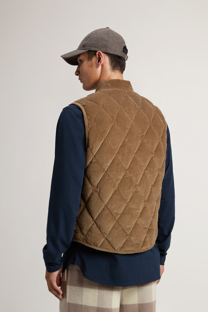 Corduroy Vest with Diamond Quilting (Melton Blue) - Detail View 3