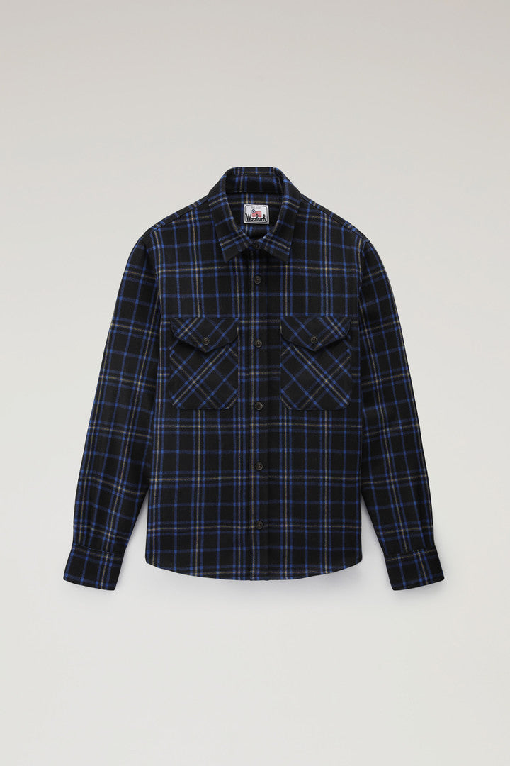 Wool Blend Oxbow Flannel Overshirt - Made in USA (Red Blue Check) - Detail View 13