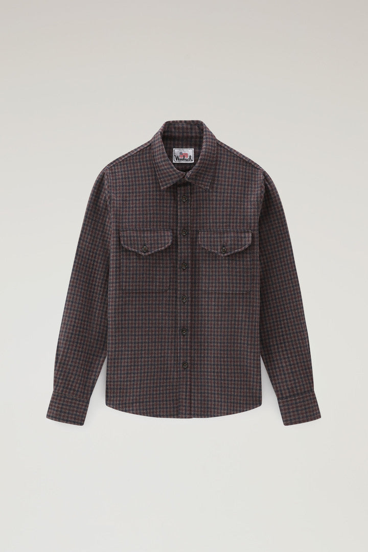 Wool Blend Oxbow Flannel Overshirt - Made in USA (Blue Check) - Detail View 11