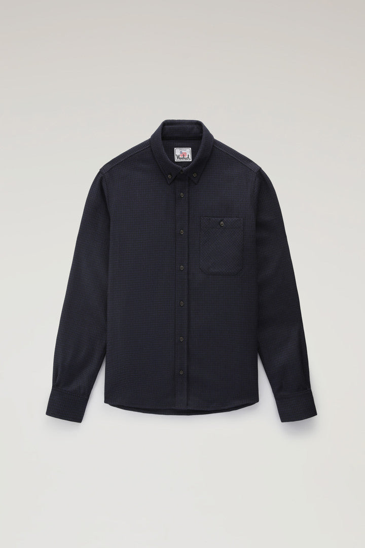 Trout Run Check Flannel Shirt in Wool Blend (Grey Check) - Detail View 6