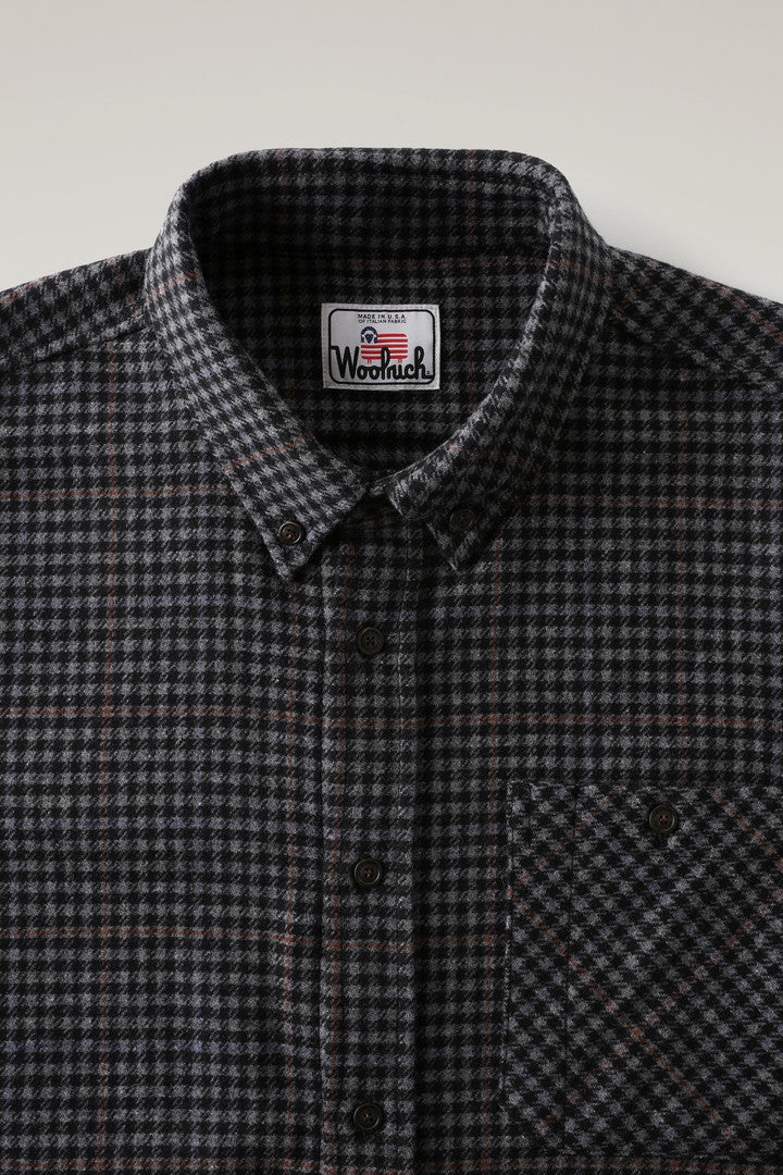 Trout Run Check Flannel Shirt in Wool Blend (Red Blue Check) - Detail View 2