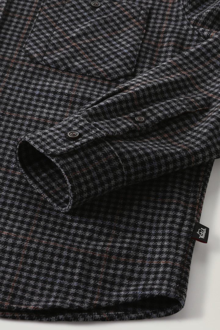Trout Run Check Flannel Shirt in Wool Blend (Red Blue Check) - Detail View 3