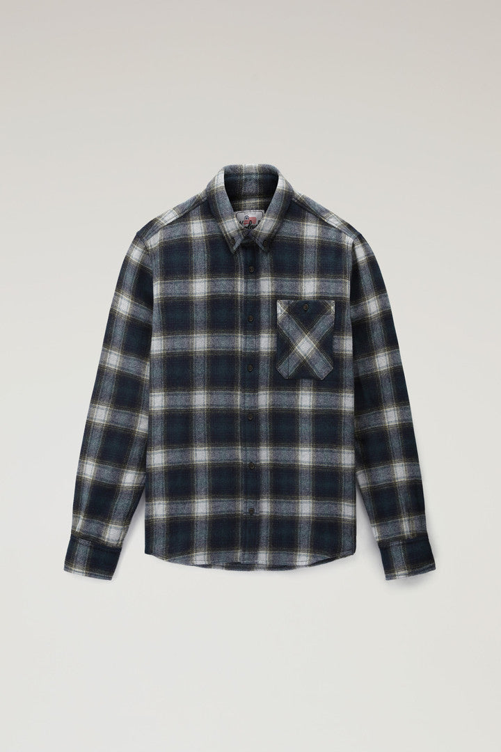 Trout Run Check Flannel Shirt in Wool Blend (Black Check) - Detail View 5