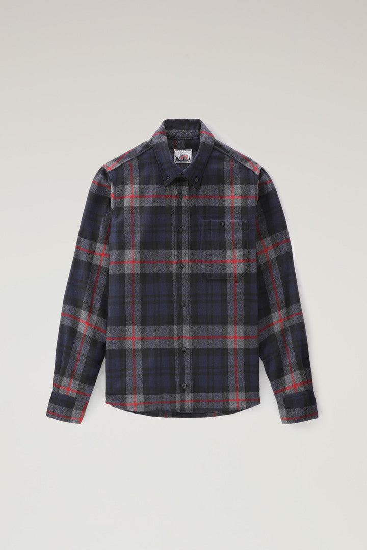 Trout Run Check Flannel Shirt in Wool Blend (Black Check) - Detail View 8
