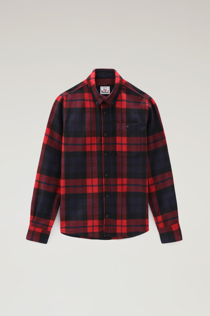 Trout Run Check Flannel Shirt in Wool Blend (Black Check) - Detail View 7