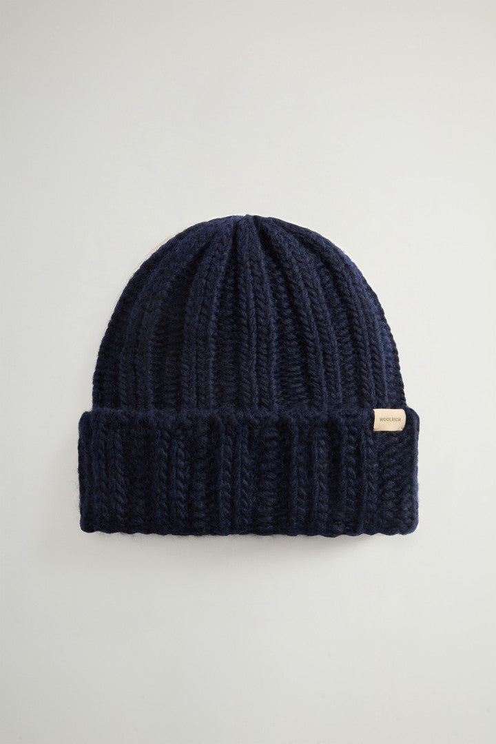 Ribbed beanie in wool and alpaca blend (Melton Blue) - Main View
