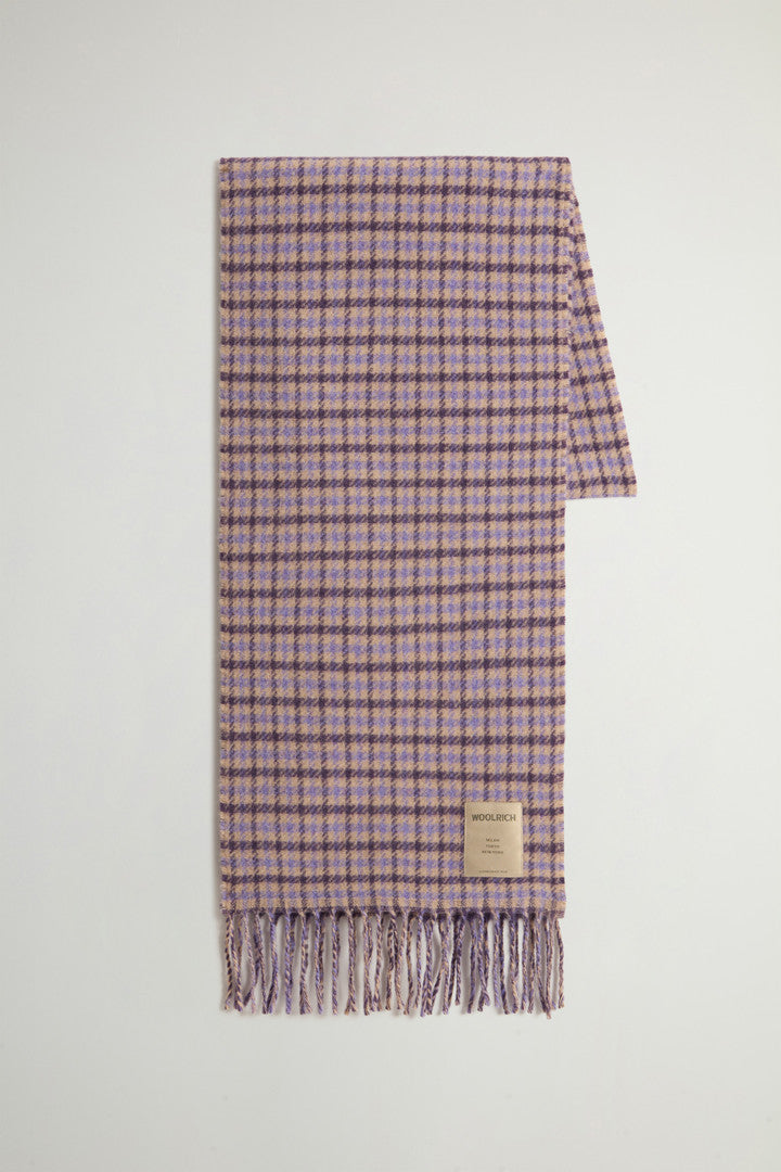 Pure Wool Jacquard Check Scarf (Beige Check) - Main View