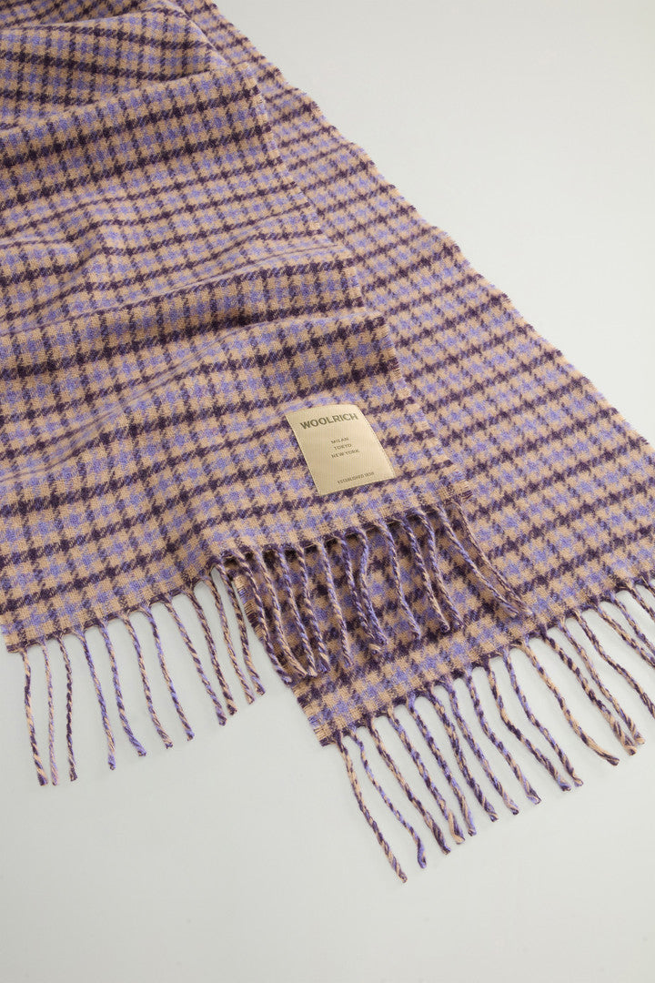 Pure Wool Jacquard Check Scarf (Beige Check) - Detail View 2