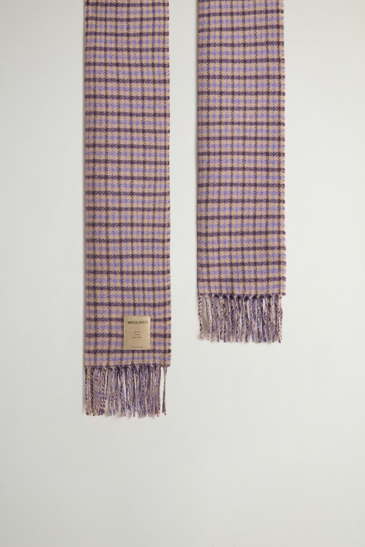 Pure Wool Jacquard Check Scarf (Beige Check) - Detail View 1