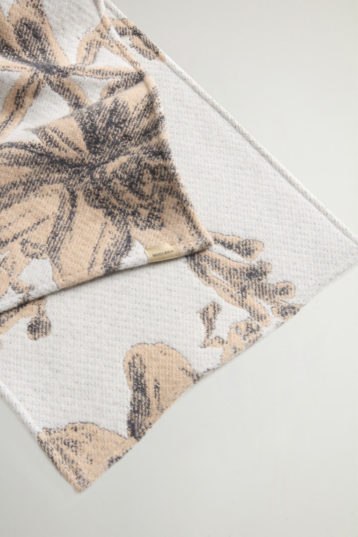 Wool-Blend Cape Scarf (Cream Foliage) - Detail View 1