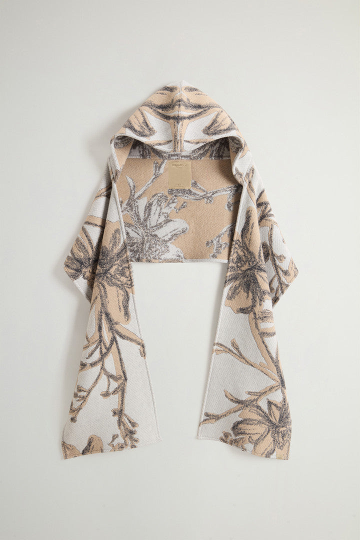 Wool-Blend Cape Scarf (Cream Foliage) - Main View