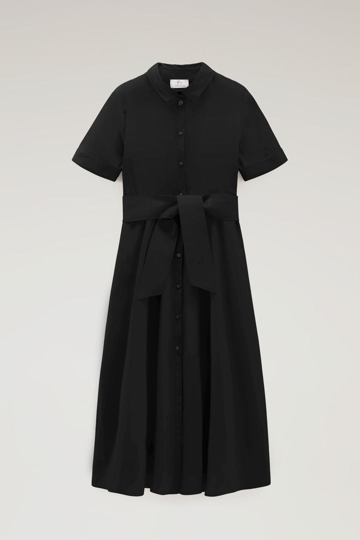 Shirt Dress in Pure Cotton Poplin (Black) - Main View