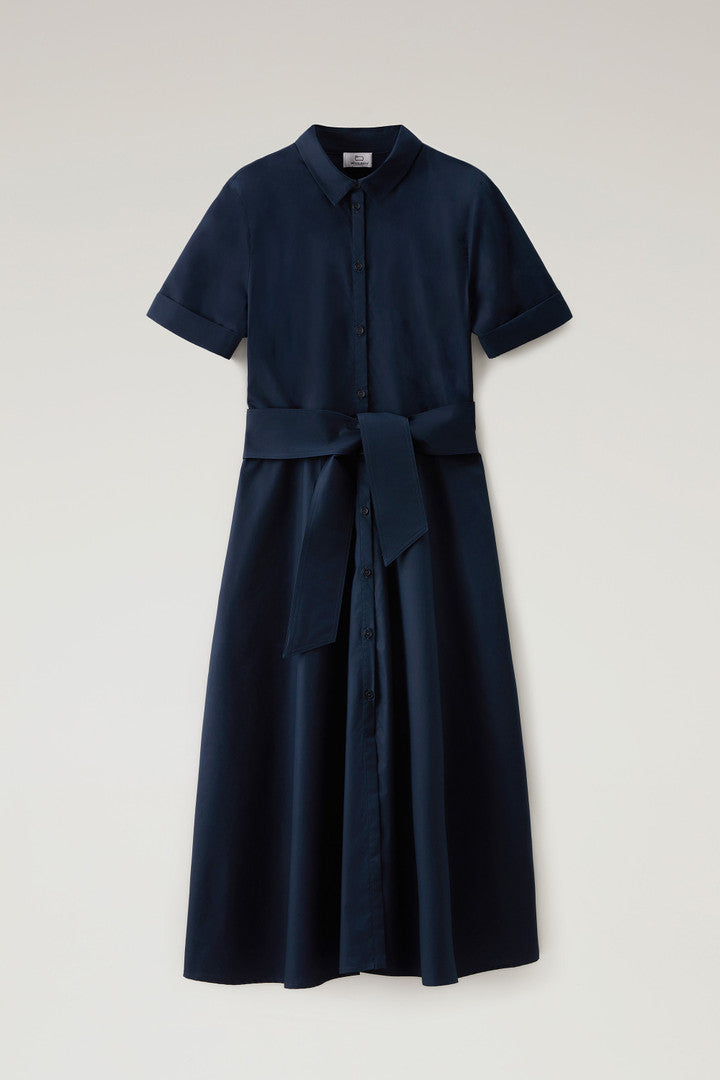 Shirt Dress in Pure Cotton Poplin (Black) - Detail View 6