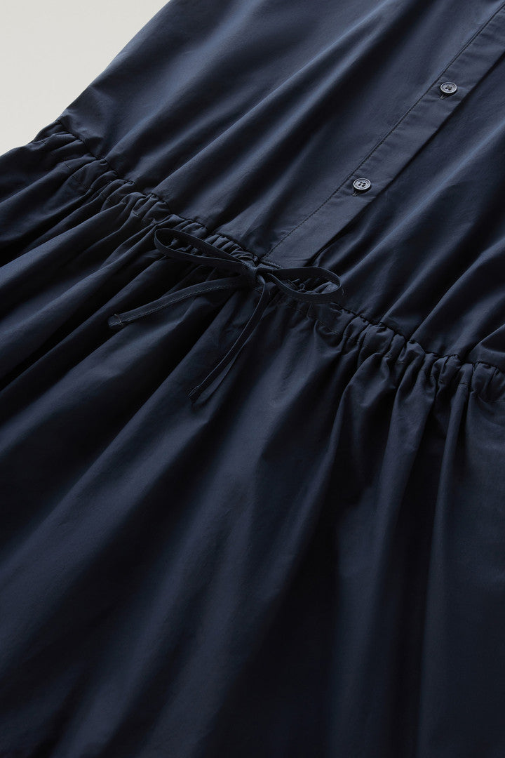 Poplin Dress in Pure Cotton with Ruffles (Melton Blue) - Detail View 4