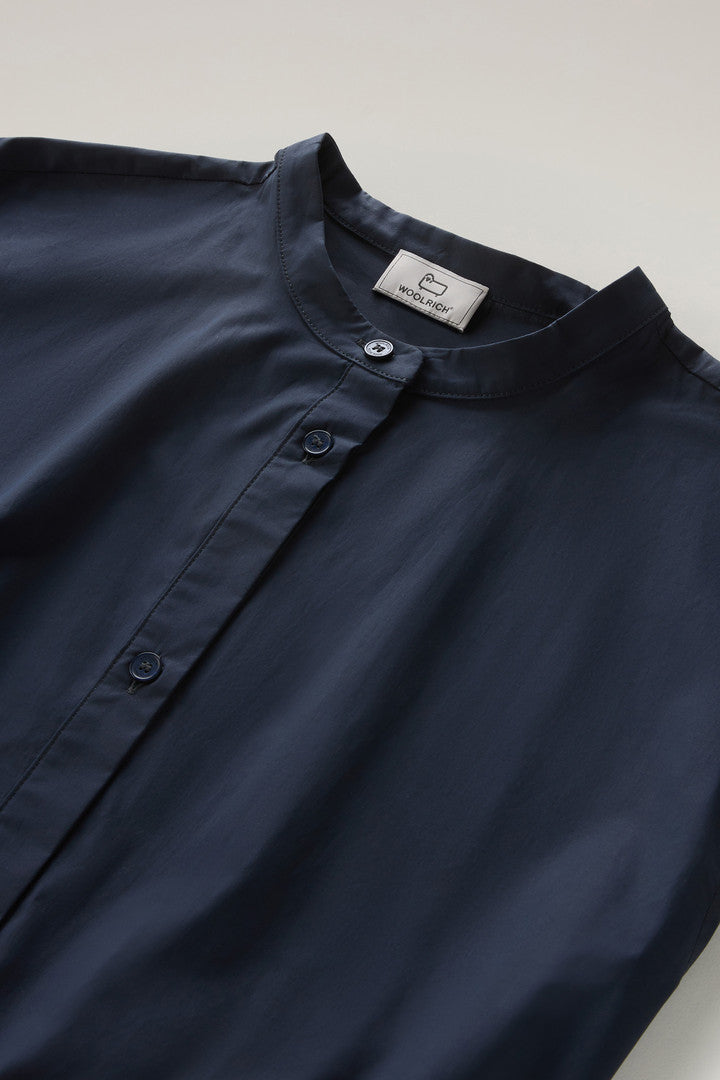 Poplin Dress in Pure Cotton with Ruffles (Melton Blue) - Detail View 1