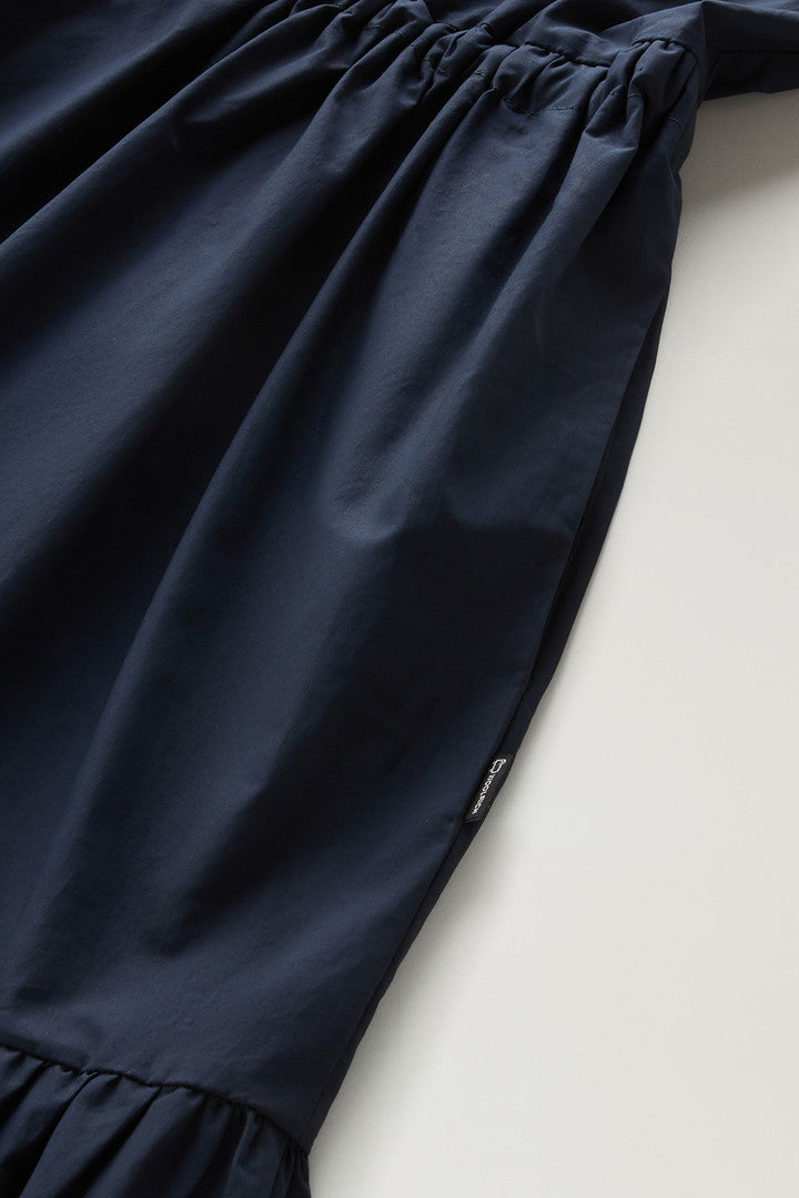 Poplin Dress in Pure Cotton with Ruffles (Melton Blue) - Detail View 2