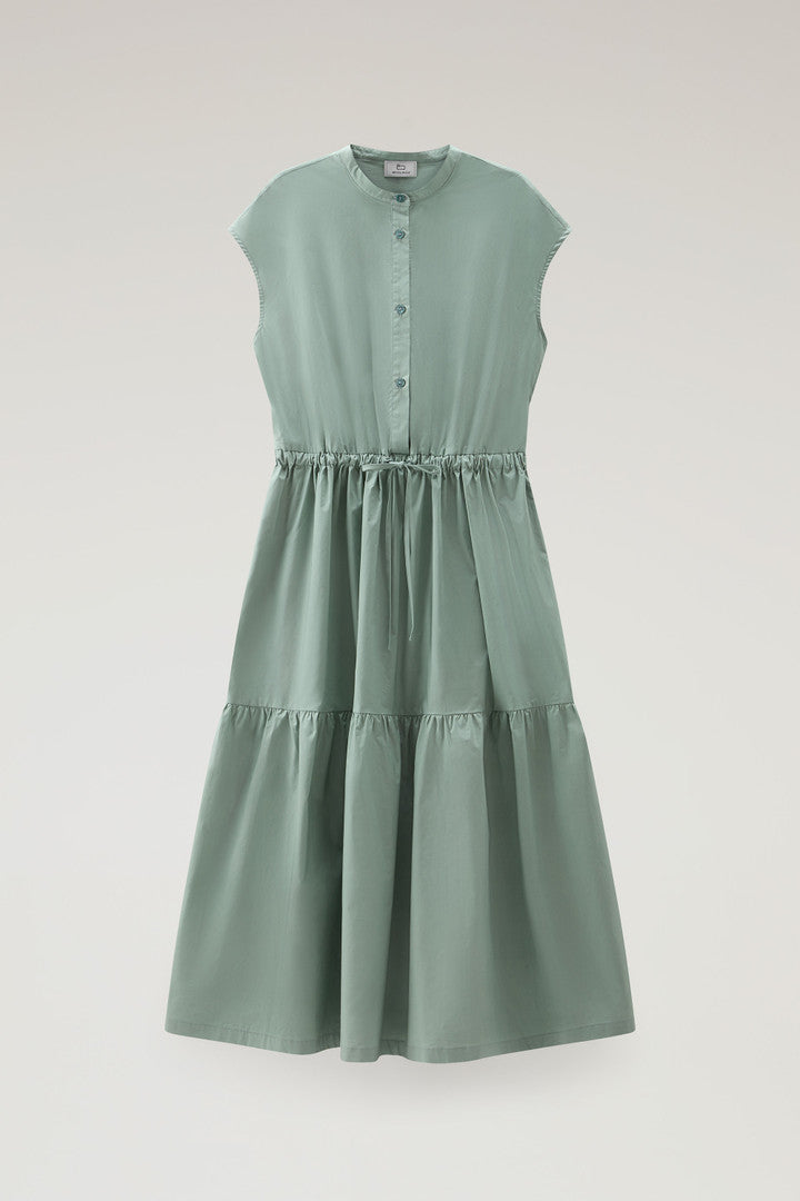 Poplin Dress in Pure Cotton with Ruffles (Melton Blue) - Detail View 5