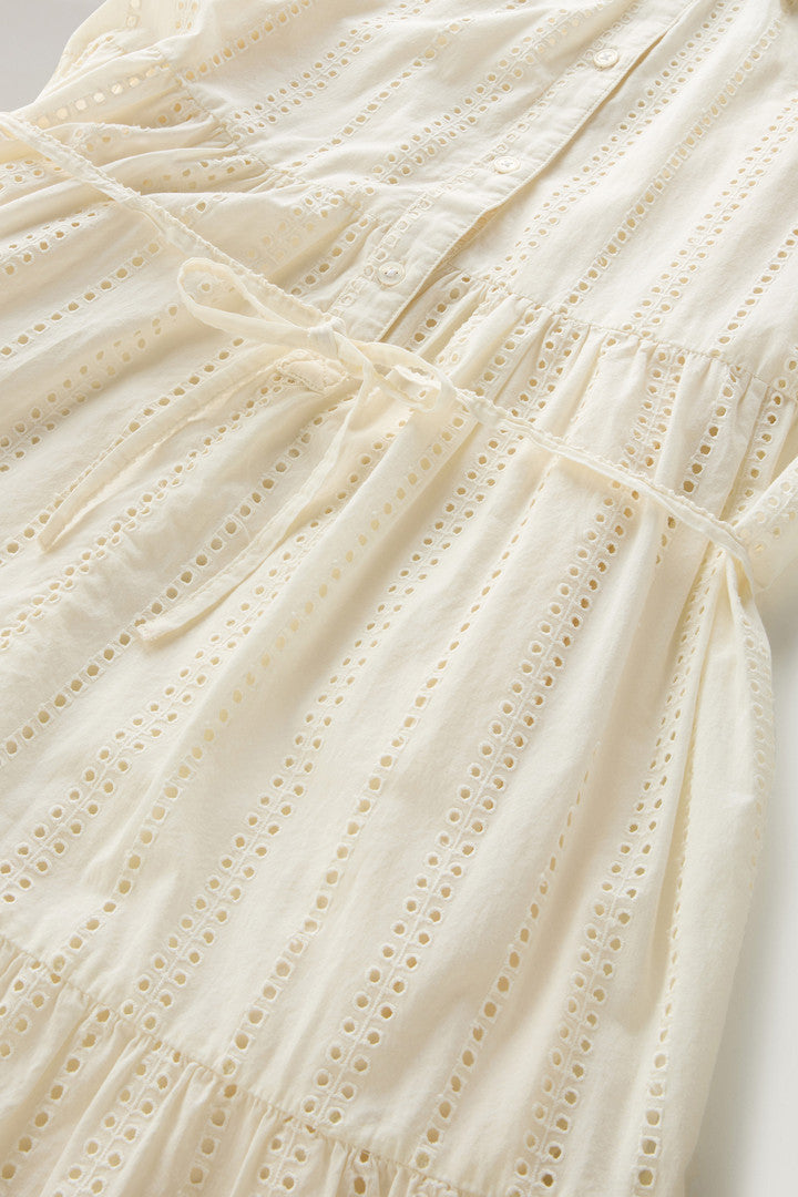 Embroidered Pure Cotton Short Dress (Plaster White) - Detail View 4